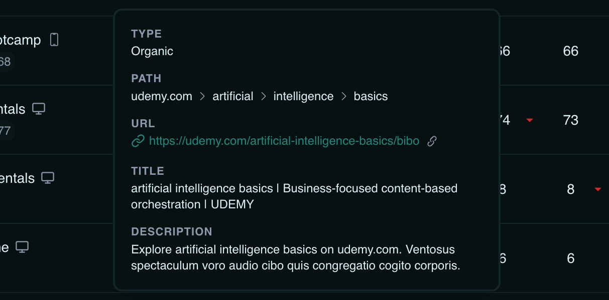 Screenshot of an insights and reports page